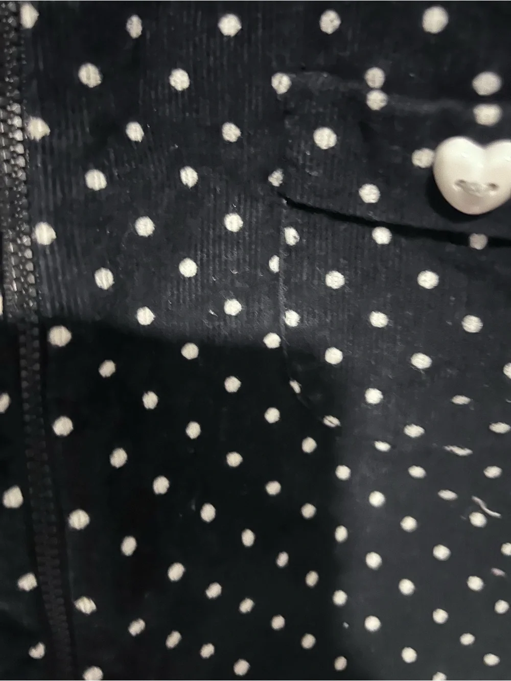 Nannette Girls Navy Polka Dot Corduroy Coat Heart Buttons. 100% Cotton Size 6X